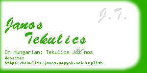 janos tekulics business card